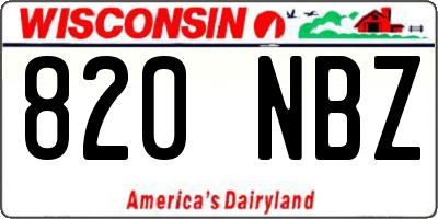WI license plate 820NBZ