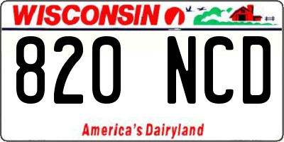 WI license plate 820NCD