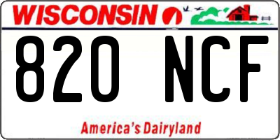 WI license plate 820NCF