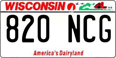 WI license plate 820NCG