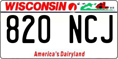 WI license plate 820NCJ