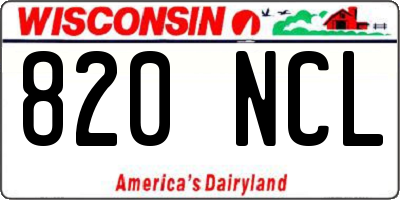 WI license plate 820NCL