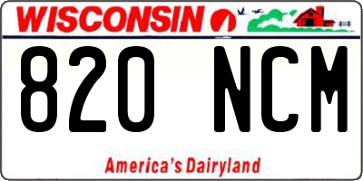 WI license plate 820NCM