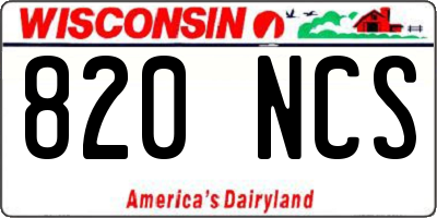 WI license plate 820NCS