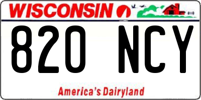 WI license plate 820NCY
