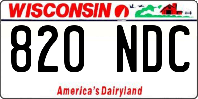 WI license plate 820NDC