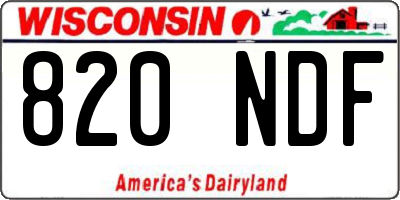 WI license plate 820NDF