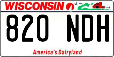 WI license plate 820NDH