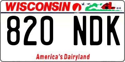 WI license plate 820NDK