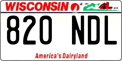 WI license plate 820NDL