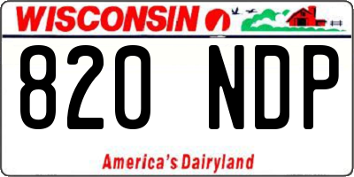 WI license plate 820NDP