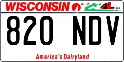 WI license plate 820NDV