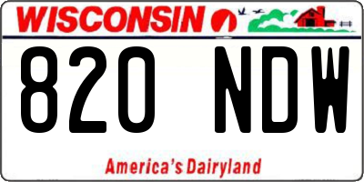 WI license plate 820NDW