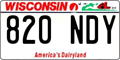 WI license plate 820NDY