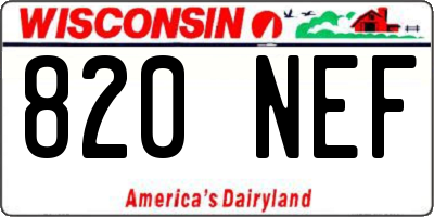 WI license plate 820NEF