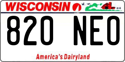 WI license plate 820NEO