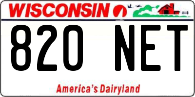 WI license plate 820NET