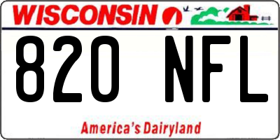 WI license plate 820NFL