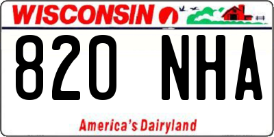 WI license plate 820NHA