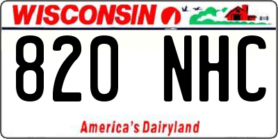 WI license plate 820NHC