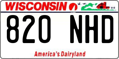 WI license plate 820NHD