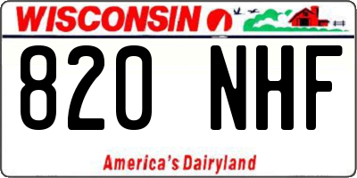 WI license plate 820NHF