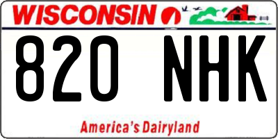 WI license plate 820NHK