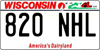 WI license plate 820NHL