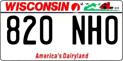 WI license plate 820NHO