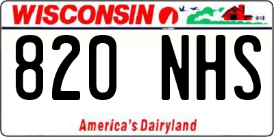 WI license plate 820NHS