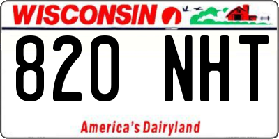 WI license plate 820NHT