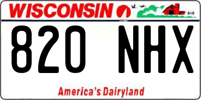 WI license plate 820NHX