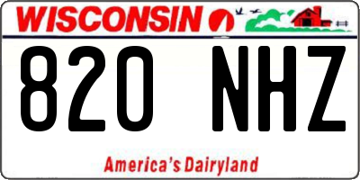WI license plate 820NHZ