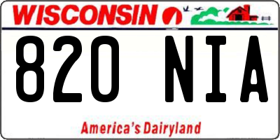 WI license plate 820NIA