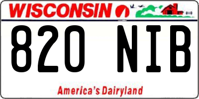 WI license plate 820NIB