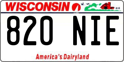 WI license plate 820NIE