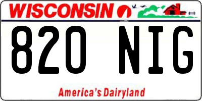 WI license plate 820NIG