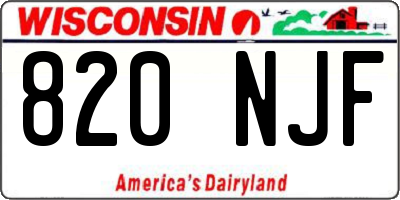 WI license plate 820NJF