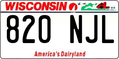 WI license plate 820NJL