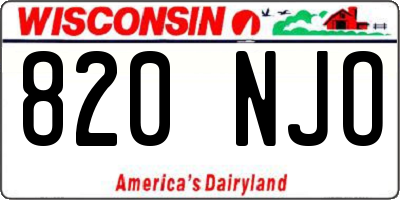 WI license plate 820NJO