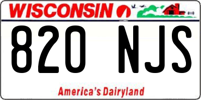 WI license plate 820NJS