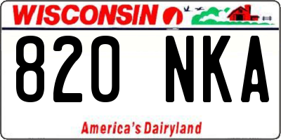 WI license plate 820NKA