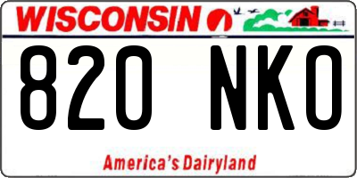 WI license plate 820NKO