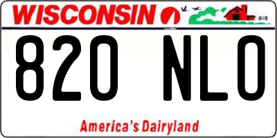 WI license plate 820NLO