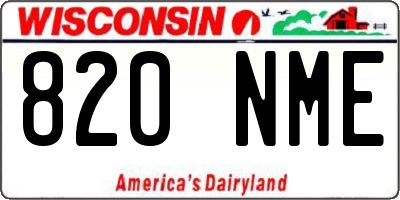 WI license plate 820NME