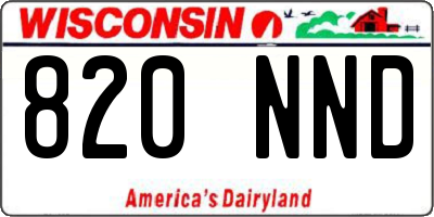 WI license plate 820NND