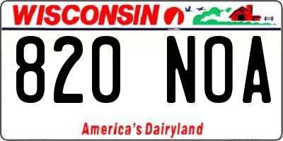 WI license plate 820NOA