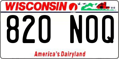 WI license plate 820NOQ