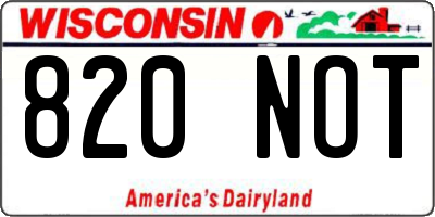 WI license plate 820NOT