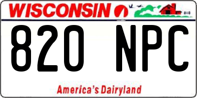 WI license plate 820NPC